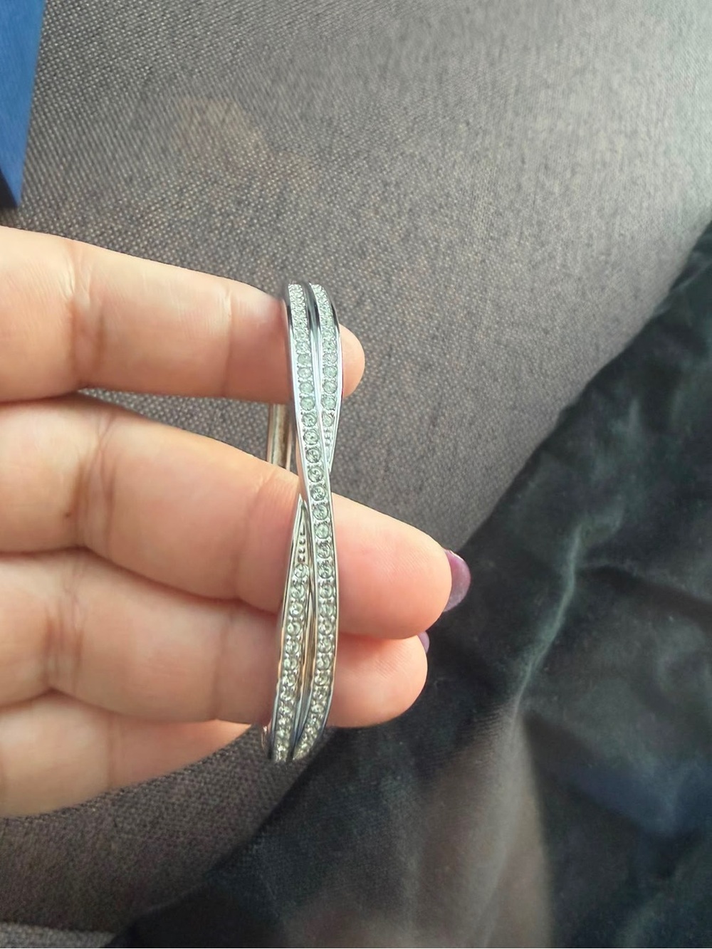 Swarovski Silver-Tone Crystal Bangle Bracelet - Picture 9 of 14
